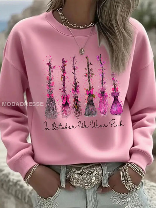 Kvinnors bröstcancer medvetenhet I oktober vi bär rosa tryckt Casual Sweatshirt rost / S