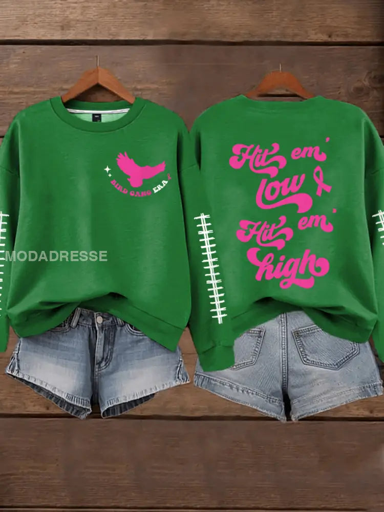 Kvinnors bröstcancer medvetenhet Månad Fotboll fans Sweatshirt grön / S