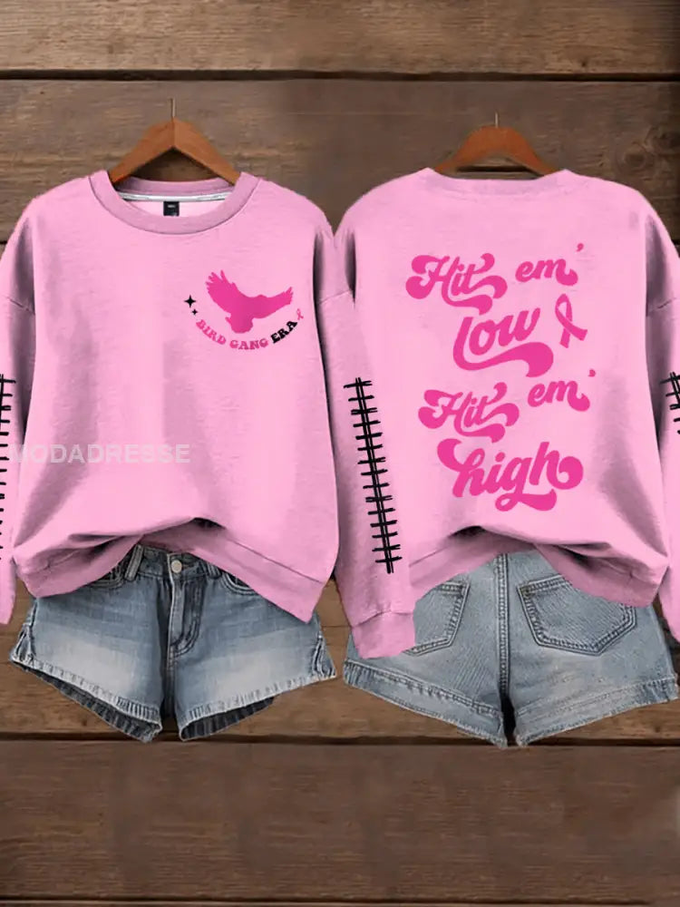 Kvinnors bröstcancer medvetenhet Månad Fotboll fans Sweatshirt ljusrosa / S