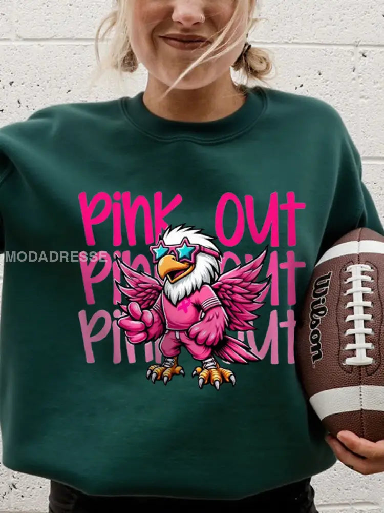 Kvinnors bröstcancer medvetenhet Månad Fotboll fans Sweatshirt mörk grön / S