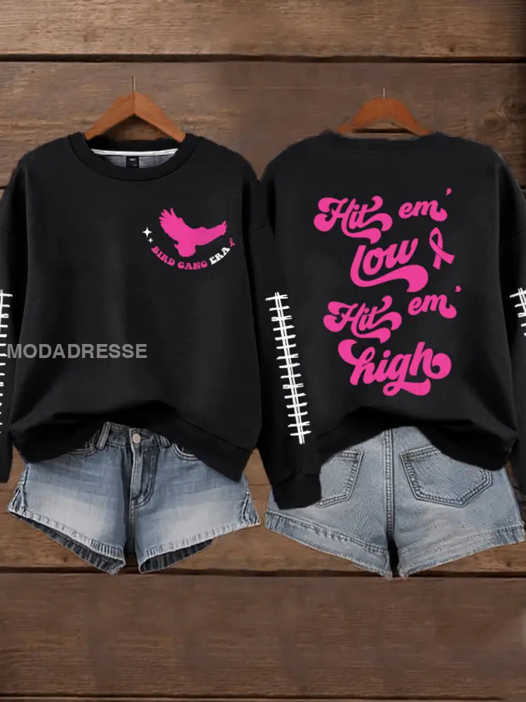 Kvinnors bröstcancer medvetenhet Månad Fotboll fans Sweatshirt svart / S