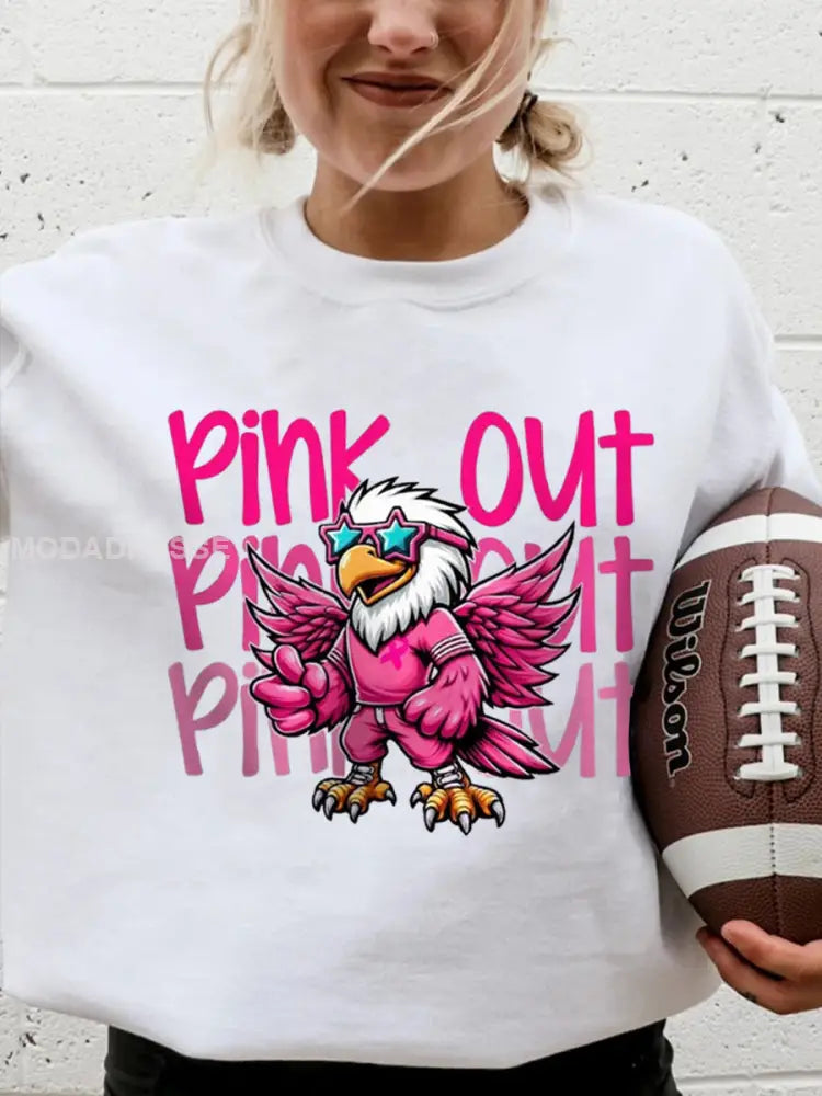 Kvinnors bröstcancer medvetenhet Månad Fotboll fans Sweatshirt vit / S