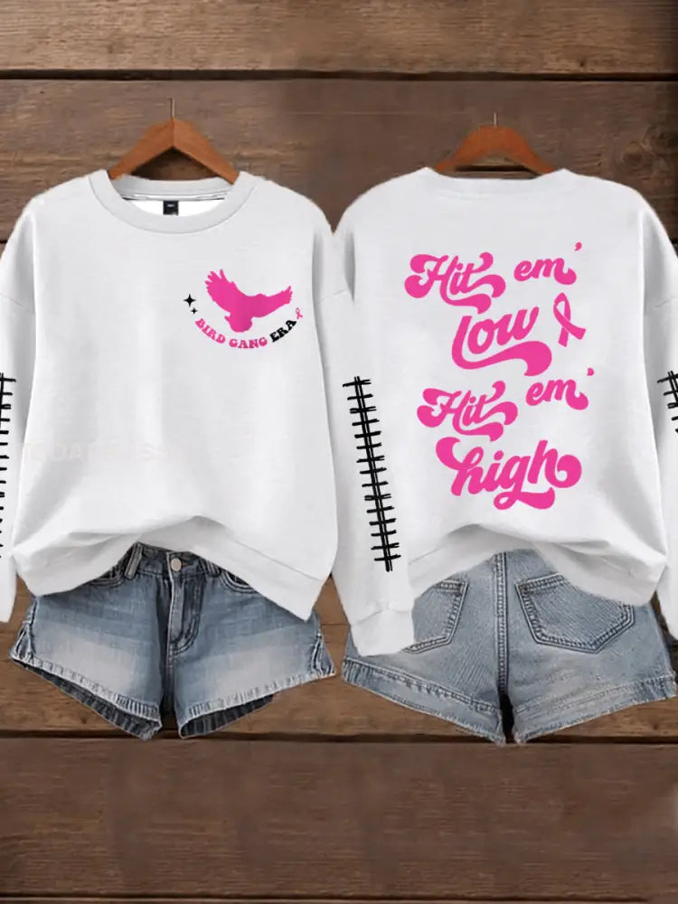 Kvinnors bröstcancer medvetenhet Månad Fotboll fans Sweatshirt vit / S