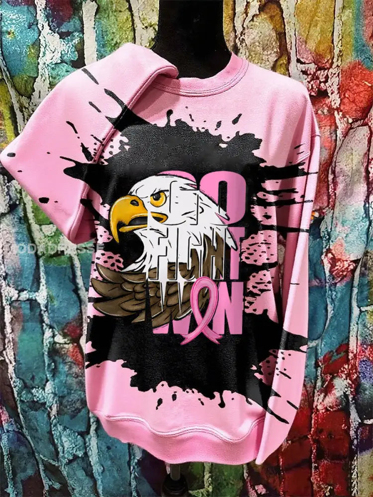 Kvinnors bröstcancer medvetenhet Månad Fotboll fans Tie Dye Sweatshirt runk / S
