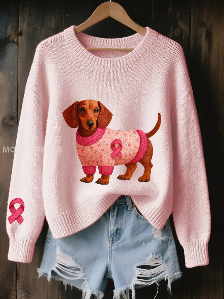 Kvinnors bröstcancer medvetenhet Pink Ribbon Tryckt sweatshirt ljusrosa / S