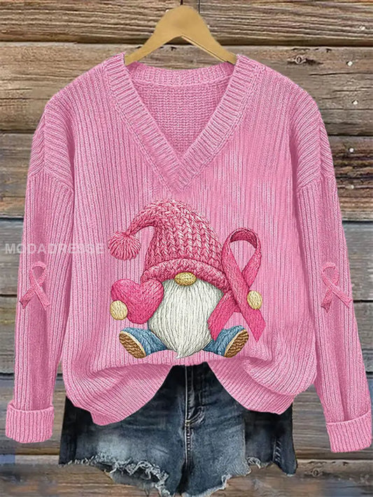 Kvinnors bröstcancer medvetenhet rosa band Print Casual Topp rost / S