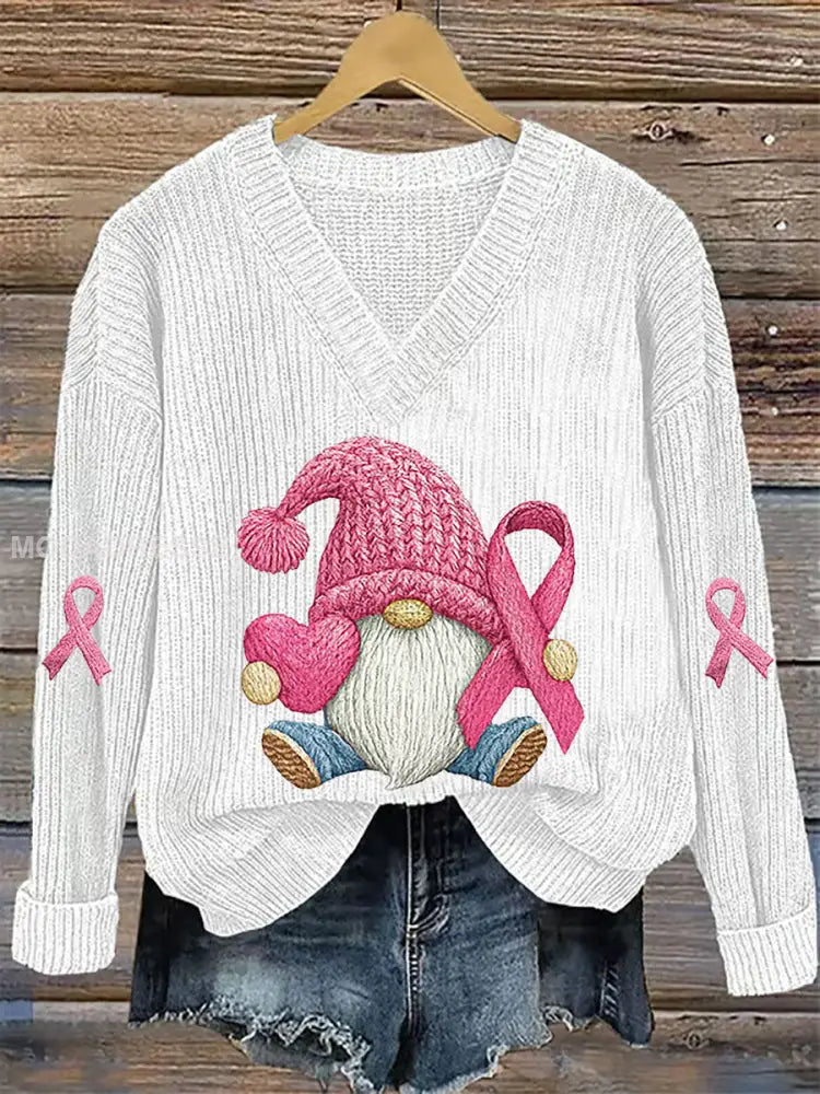 Kvinnors bröstcancer medvetenhet rosa band Print Casual Topp vit / S