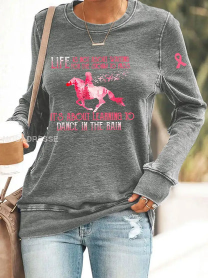 Kvinnors bröstcancer medvetenhet Skriv ut Casual Sweatshirt grå / S
