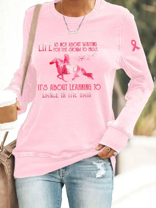 Kvinnors bröstcancer medvetenhet Skriv ut Casual Sweatshirt runt / S