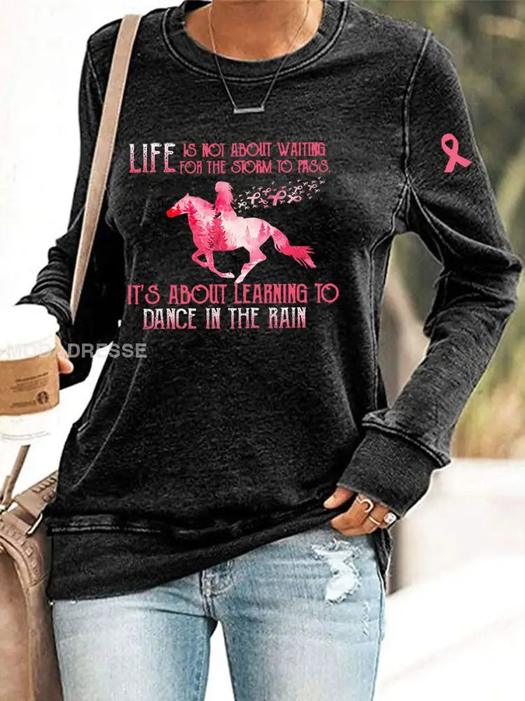 Kvinnors bröstcancer medvetenhet Skriv ut Casual Sweatshirt svart / S