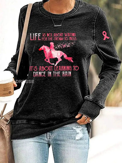 Kvinnors bröstcancer medvetenhet Skriv ut Casual Sweatshirt svart / S