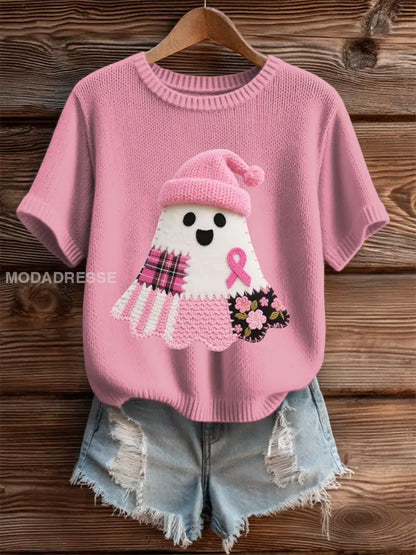 Kvinnors bröstcancer medvetenhet Skriv ut Casual T shirt rosa / S