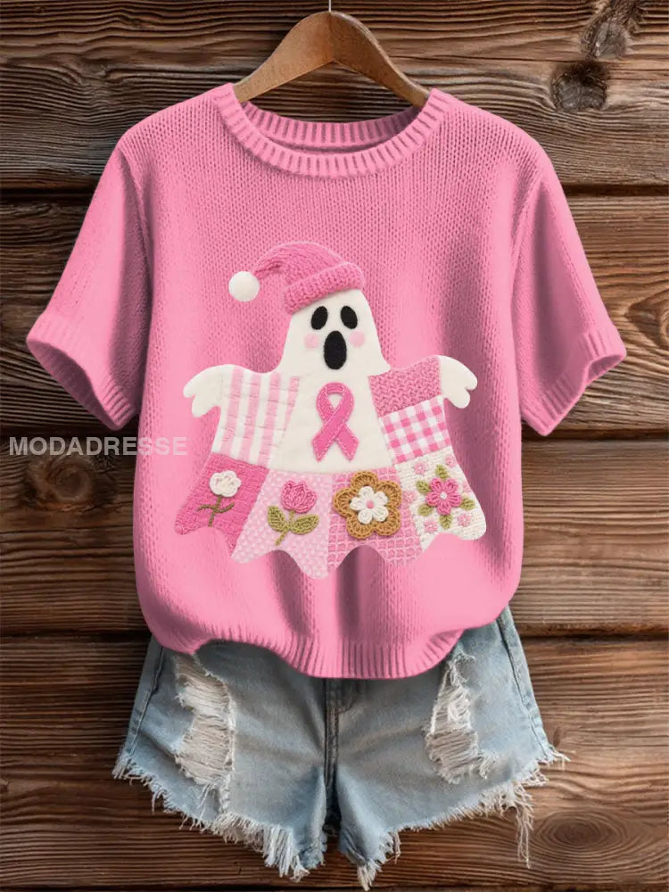 Kvinnors bröstcancer medvetenhet Skriv ut Casual T shirt rosa / S