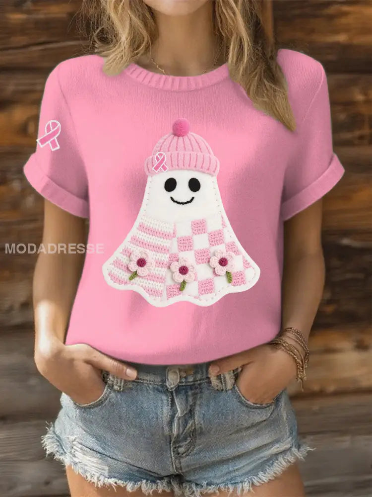 Kvinnors bröstcancer medvetenhet Skriv ut Casual T shirt runk / S