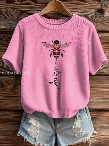 Kvinnors bröstcancer medvetenhet Stark Knit Topp runk / S