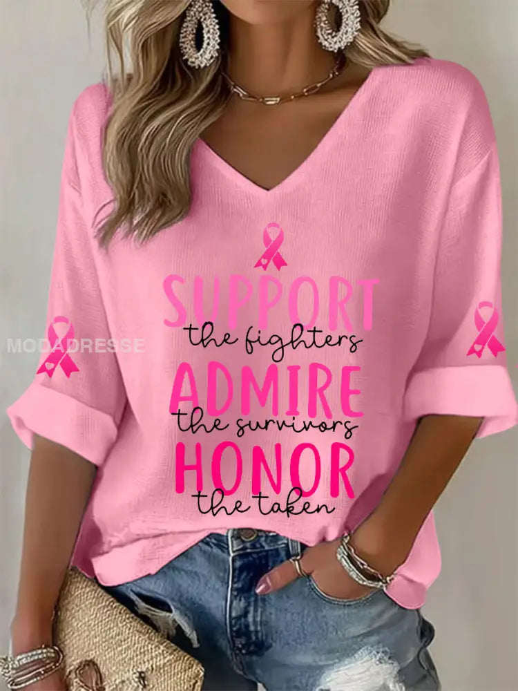 Kvinnors bröstcancer medvetenhet Stöd Fighters beundra de överlevande hedra den tagen rosa Ribbon Våffel T shi. rt runk