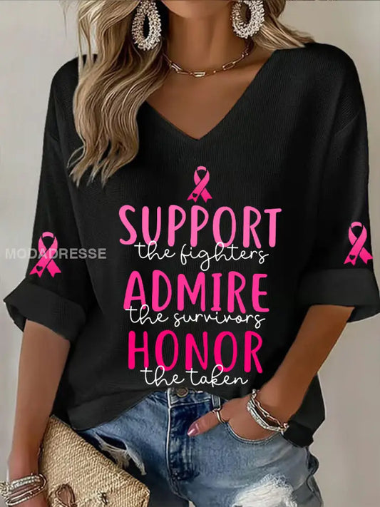 Kvinnors bröstcancer medvetenhet Stöd Fighters beundra de överlevande hedra den tagen rosa Ribbon Våffel T shi. rt