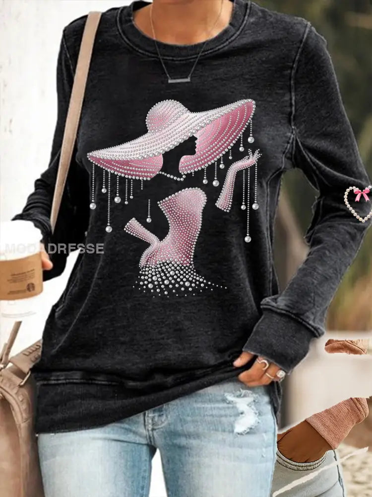 Kvinnors bröstcancer medvetenhet Sweatshirt svart / S