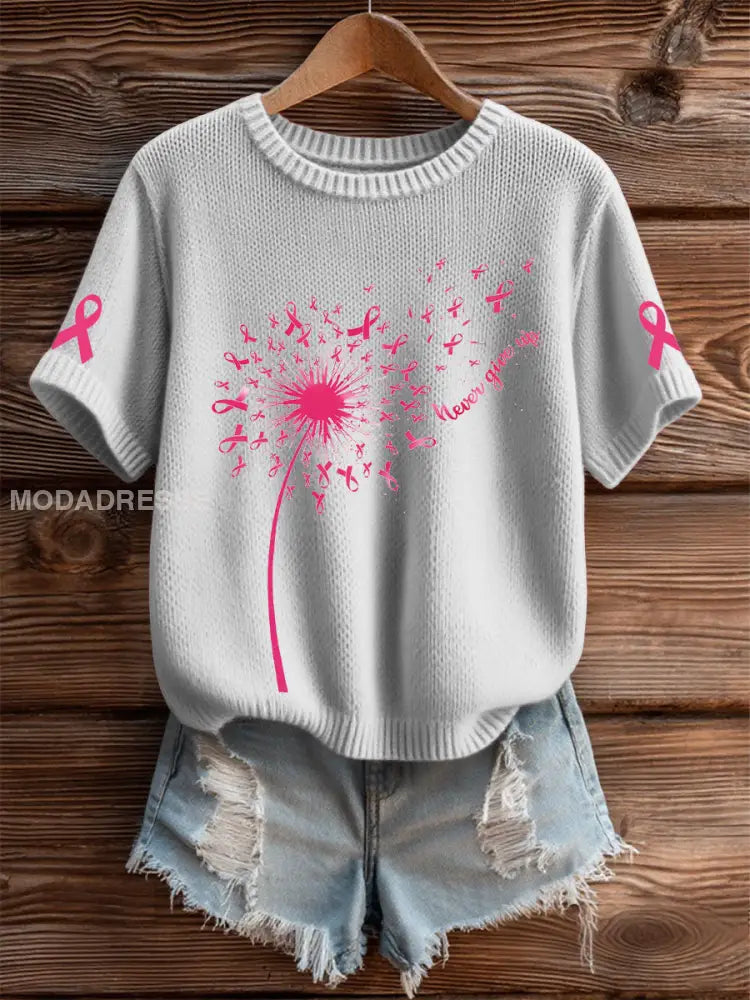 Kvinnors bröstcancer medvetenhet T shirt ljusgrå. / S