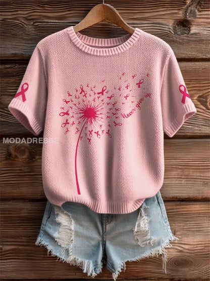 Kvinnors bröstcancer medvetenhet T shirt runt / S