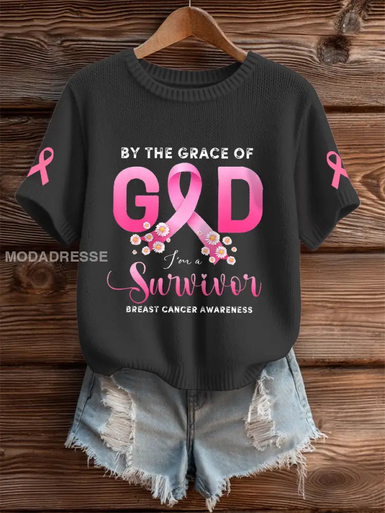 Kvinnors bröstcancer medvetenhet T shirt svart / S