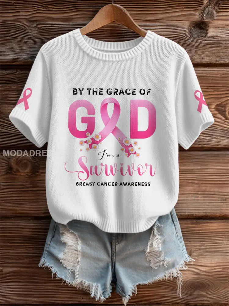 Kvinnors bröstcancer medvetenhet T shirt vit / S