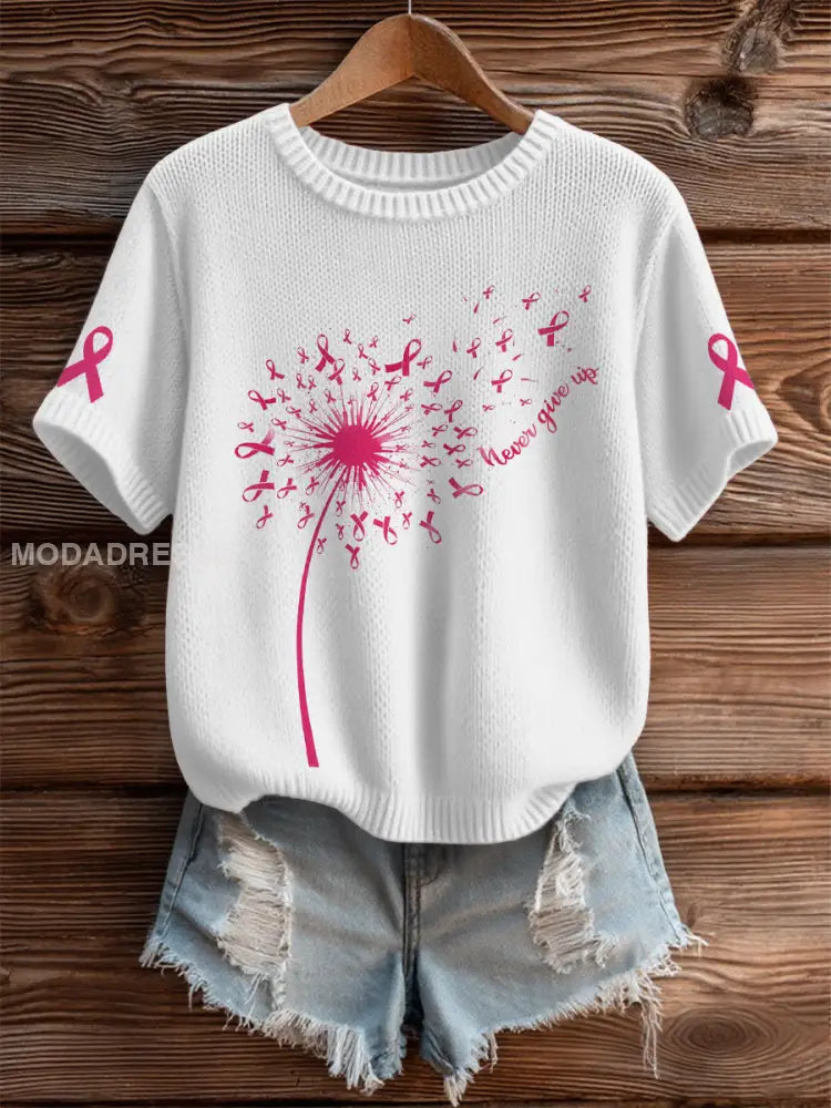 Kvinnors bröstcancer medvetenhet T shirt vit / S