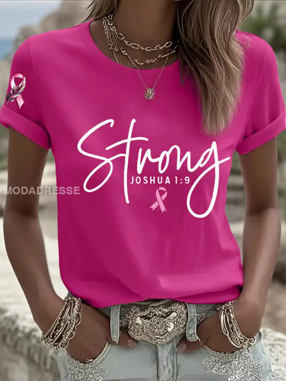 Kvinnors bröstcancer överlevande Stark rosa band T shirt rosrött / S