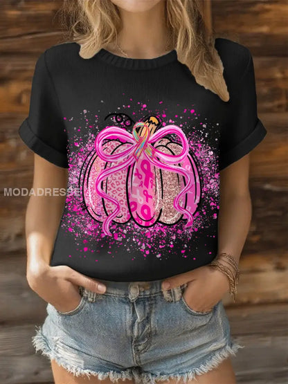 Kvinnors bröstcancer rosa band pumpa topp svart / S