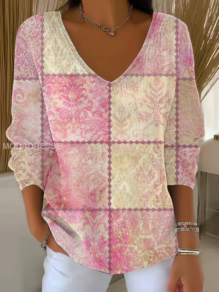 Kvinnors bröstcancer rosa tryckta Casual Topp som bild / S