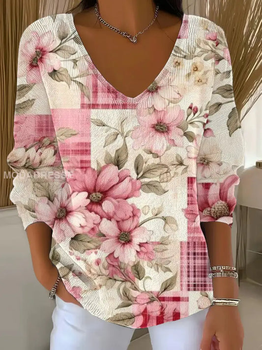 Kvinnors bröstcancer rosa tryckta Casual Topp som bild / S
