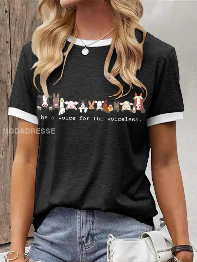 Kvinnors djurälskare T-shirt svart / S