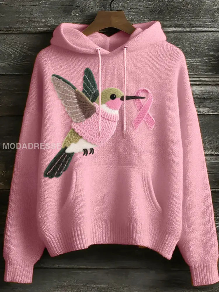 Kvinnors filt konst Hummingbird mönster Mysigt sticka runk / S