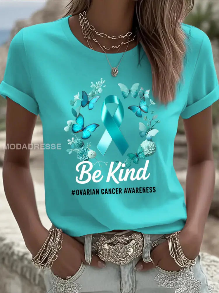 Kvinnors fjäril blommar konst Print Casual T-shirt flerlog / S