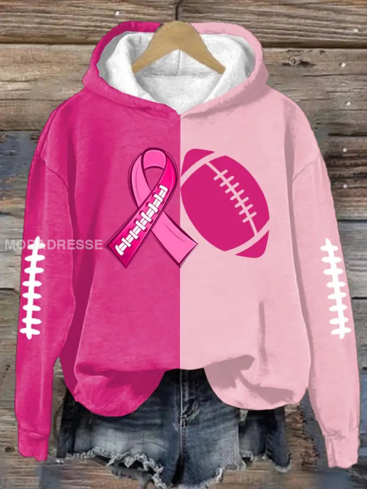 Kvinnors fotboll kombinerar med bröstcancer Regelbunden Sweatshirt som bild / S