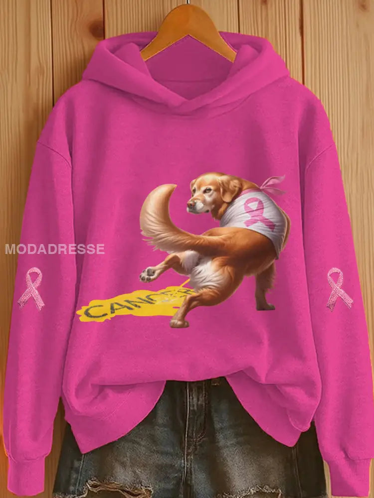 Kvinnors hund rosa band Print Casual Hoodie Print rosröd / S