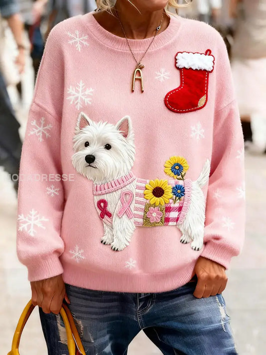 Kvinnors jul bröstcancer Hung Flannel Sweatshirts runk / S