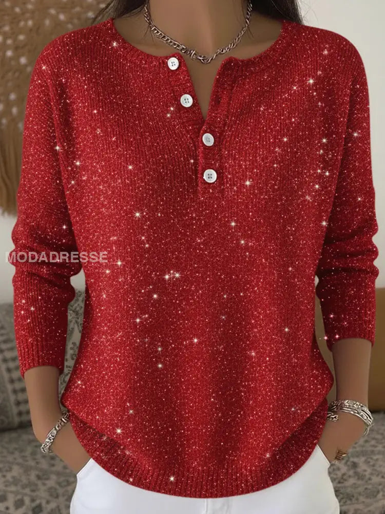 Kvinnors jul Casual Topp röd / S