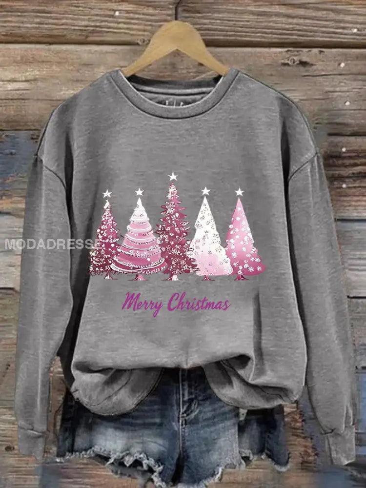 Kvinnors jul Grafisk Sweatshirt grå / S