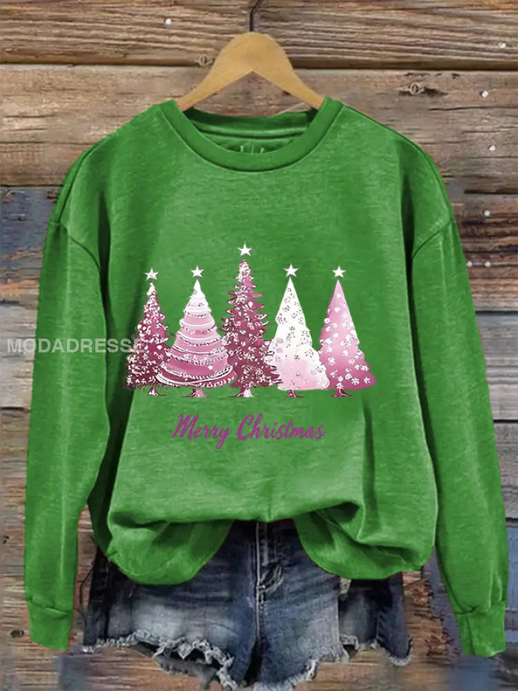 Kvinnors jul Grafisk Sweatshirt grön / S