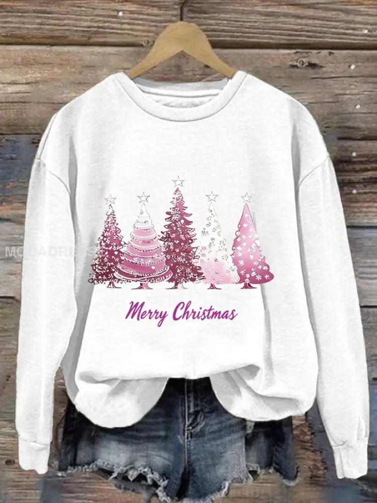 Kvinnors jul Grafisk Sweatshirt vit. / S