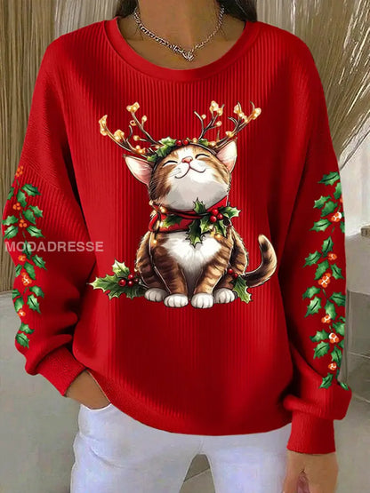 Kvinnors jul katttröjar röd / S