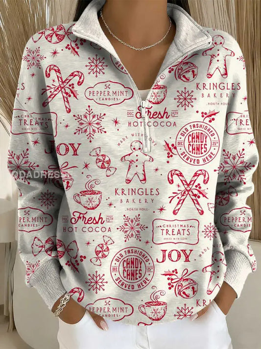 Kvinnors jul Print blixtlås Sweatshirts som bild / S