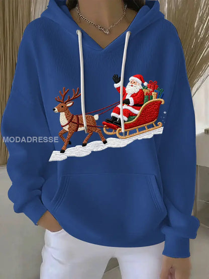 Kvinnors jul Print Casual Hoodie Print blå / S