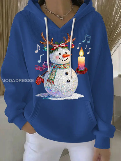 Kvinnors jul Print Casual Hoodie Print blå / S