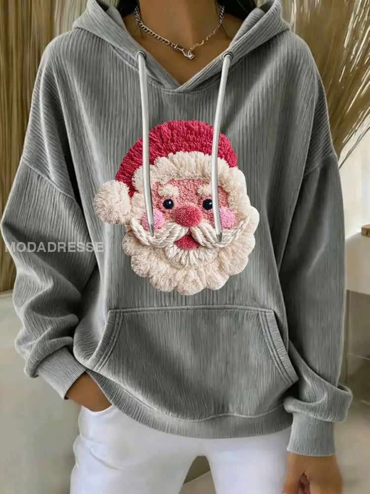Kvinnors jul Print Casual Hoodie Print grå / S
