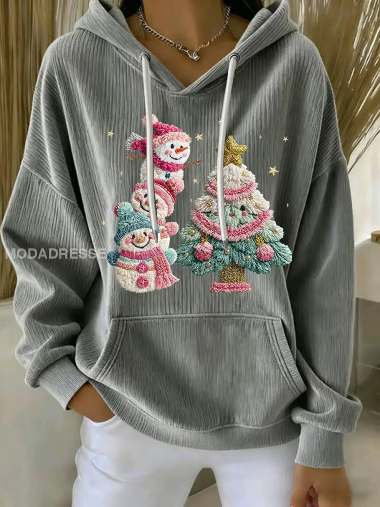 Kvinnors jul Print Casual Hoodie Print grå / S