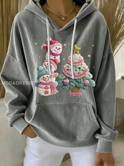 Kvinnors jul Print Casual Hoodie Print grå / S