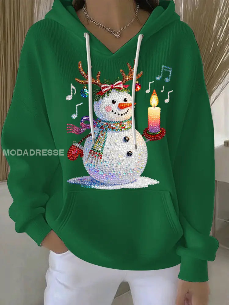 Kvinnors jul Print Casual Hoodie Print grön / S