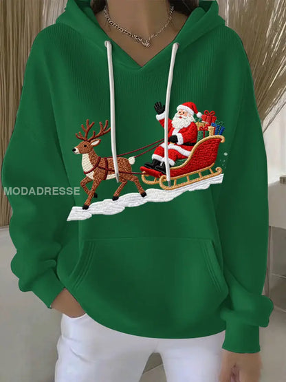 Kvinnors jul Print Casual Hoodie Print grön / S